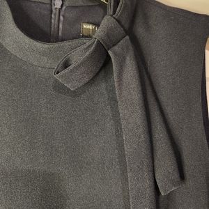 Maggy London Sleeveless Midi Dress Pretty Neck Bow Detail - Navy Blue Size 6